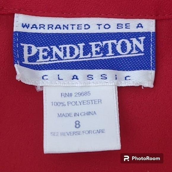 Pendleton Mock Button Neck Button down Vintage Red Blouse Size 8 - Picture 8 of 12